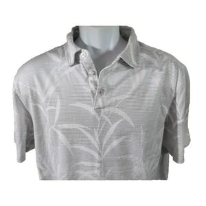 Nat Nast Polo Shirt Mens Large Gray Short Sleeve Luxury Originals Foliage Print